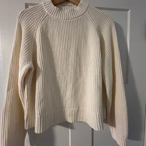 Old Navy Cream Ribbed Crew Neck Sweater